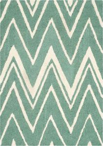 Ковер SAFAVIEH, 61 x 92 см, Cambridge Collection, Teal & Ivory, ручной работы, шеврон из шерсти, идеален для помещений с высокой проходимостью: прихожая, гостиная, спальня (CAM711T)
