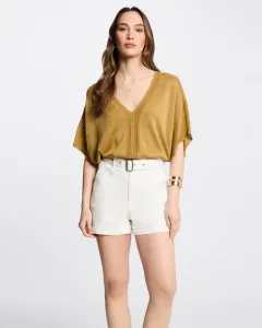 Женский джемпер с коротким рукавом и V-образным вырезом Morgan, золотой