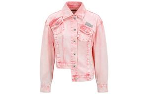 Feng Chen Wang Асимметричная джинсовая куртка с логотипом, Pink