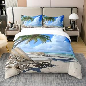 Erosebridal Комплект постельного белья Hawaii Beach из 100% хлопка с тропическим принтом в морском стиле, Multi 22