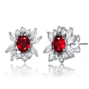 Серьги-Кластеры из стерлингового серебра с белым золотом и фианитами в форме маркиза Genevive, red