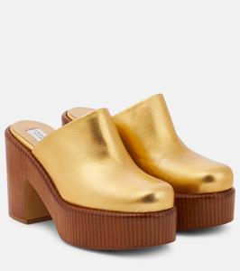 Туфли-лодочки из металлизированной кожи на платформе Gabriela Hearst, золотой