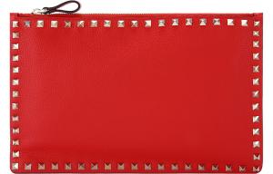 Valentino Женская красная клатч из коровьей кожи