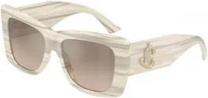 Солнцезащитные очки Jimmy Choo с градиентом черного и серого цвета, 50656i - White - Brown Gradient Grey Mirror Silver