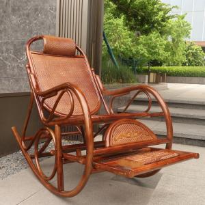Плетеное бамбуковое кресло-качалка с выдвижной подножкой и массажером