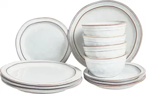 Набор столовых принадлежностей BELIANI, светло-серый, керамика, глина и каолин, на 4 персоны, 12 предметов, круглый, ручная работа, в скандинавском стиле, столовая посуда, кухня и столовая Beliani