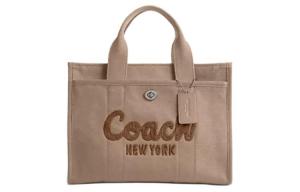 Сумка-шоппер из парусины с карманами на молнии, через плечо, большая, женская, коричневая COACH