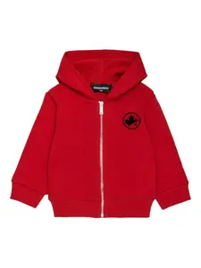 Толстовка с капюшоном на молнии с кленовым листом DSQUARED2 KIDS, красный