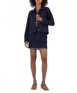 Джинсовая куртка Jolene Collar темно-синего цвета Kut From The Kloth, темно-синий