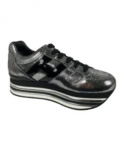 Итальянские серебряные туфли Hogan, черный