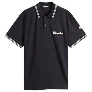 Поло с короткими рукавами и логотипом Moncler, темно-синий