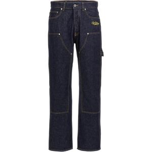 Прямые джинсы с контрастной строчкой Off-White, индиго