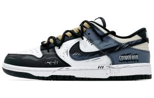 Nike Dunk устойчивые к истиранию низкие скейтерские кроссовки Unisex Black White Blue