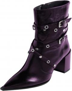 Женские ботильоны FYS с заостренным носком, заклепками, ремешком и боковой молнией, на массивном среднем каблуке, короткие, повседневные и нарядные, размер 4-16 US, Purple