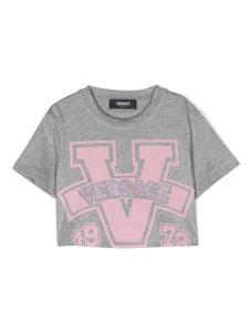 Versace Kids укороченная футболка с логотипом, серый