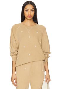 Свитшот с наклоном в сторону и вышивкой маргариток The Great, khaki