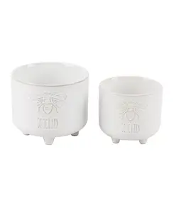 Керамическое кашпо Be kind footed, набор из 2 шт. Flora Bunda, ivory