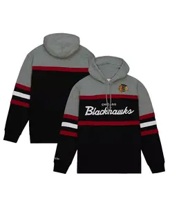 Мужская черно-серая толстовка с капюшоном Chicago Blackhawks Head Coach Mitchell & Ness