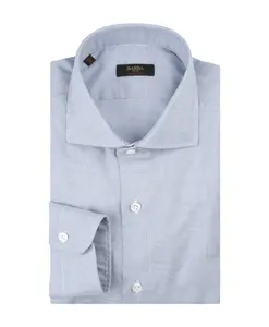 Хлопковая рубашка с синим узором «гусиная лапка». Barba, синий