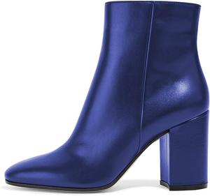 Женские ботильоны FSJ с округлым носком, массивным каблуком, ручной работы, элегантные повседневные сапожки для женщин, повседневная носка, размер 4-15 US, Navy