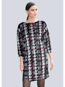 Alba Moda Трикотажное платье с узором «гусиная лапка» черного цвета