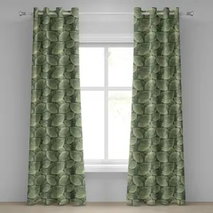 Абстрактная штора на люверсах ABAKUHAUS, осенние листья, нарисованные вручную в стиле арт-арт, бледно-тонированная винтажная листва, декоративные двухпанельные шторы, 280 см x 260 см, цвет Reseda Green, светло-зеленый Abakuhaus