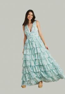 Платье макси LARGO TIRANTES VOLANTES Alma en Pena, зеленый