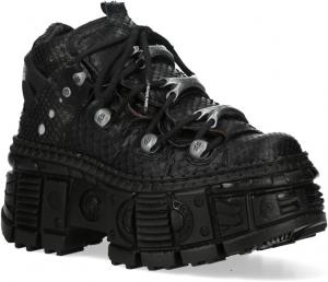 Новые ботинки на платформе New Rock M-106WALL-C65 из черной кожи питона