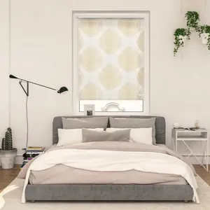 Рулонная штора с боковым управлением Rollo Klemmfix, без сверления, затемнение, Stripy Boho Drop India затемняющая | энергосберегающая, свободно подвешенная Lichtblick Original, бежевый/белый