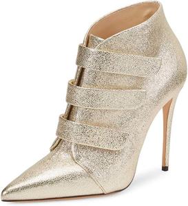 Женские нарядные ботильоны FSJ с заостренным носком, кристаллами и высоким каблуком, с застежкой-липучкой, для вечеринок и выпускного, размер 4-15 US, Gold