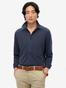 Хлопковая винтажная рубашка с длинными рукавами в стиле destroy pique Superdry, Sailing Navy