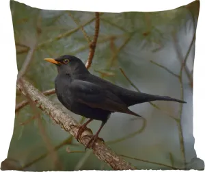 Подушка для улицы - Птица - Дрозд - Ветки - Животные - 40x40 см - Устойчива к погодным условиям - Подушка для отдыха - Подушка - Внутренняя часть - Обивка с изображением MuchoWow