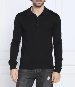 Поло мужское Hugo шерстяное с длинными рукавами, черный