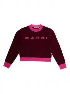 Свитер с круглым вырезом и логотипом Marni Kids, розовый