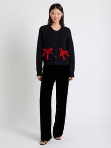 Кардиган с бархатным бантом из шерсти и кашемира Chinti & Parker, Black