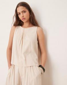 Топ-халтер с микроплиссировкой ASOS DESIGN цвета пахты