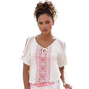 Женский топ с холодным плечом и принтом Lascana, White And Red
