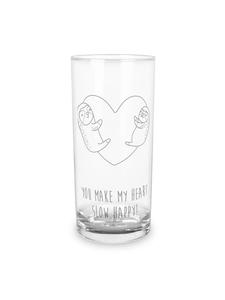 Стакан для питья в форме ленивого сердца с надписью на прозрачном фоне. Mr. & Mrs. Panda