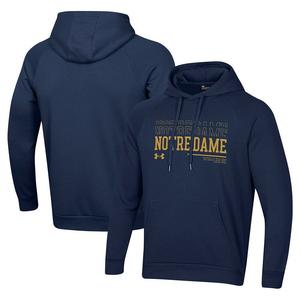 Мужской темно-синий пуловер с капюшоном Under Armour Notre Dame Fighting Irish 2024 с надписью Rival, цвет Ntd Navy