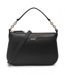 Сумка-мессенджер кожаная Dkny на молнии, черный