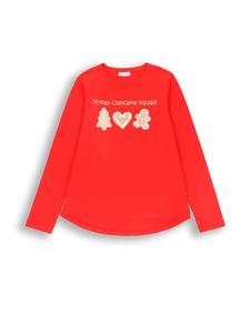 Рождественская футболка с длинными рукавами красного цвета Coccodrillo