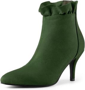Женские ботильоны Allegra K с заостренным носком, каблуком-стилет и оборками на щиколотке, Green