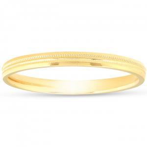 Обручальное кольцо Milgrain из 14-каратного желтого золота, 2 мм, размер кольца на выбор Pompeii2, 14K Yellow Gold