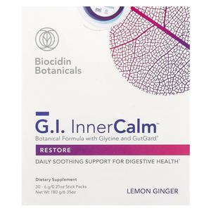 Biocidin Botanicals, G.I. Inner Calm, лимон и имбирь, 30 стик-пакетов по 6 г (0,21 унции)