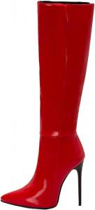 Сапоги hlysgo для женщин с высокими каблуками, выше колена, сексуальные длинные сапоги, широкий размер, осенне-зимние, повседневные, модные сапоги и ботильоны, Red