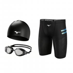 Наборы для плавания Mizuno, 3102 three-piece set[mid-length swim shorts+swimming cap+swim goggles]