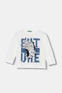 Детская хлопковая кофта с длинным рукавом United Colors Of Benetton, белый