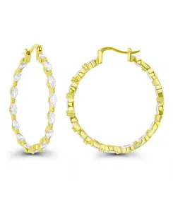 Серьги-Кольца из 14-каратного розового золота с фианитами огранки «маркиз» (также из 14-каратного золота по серебру или 14-каратного розового золота по серебру) Macy'S, yellow