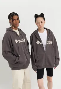 Худи унисекс свободного кроя на молнии, толстовка на молнии Yourturn, Dark Grey