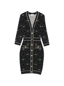 Платье с принтом и пуговицами Elisabetta Franchi, черный